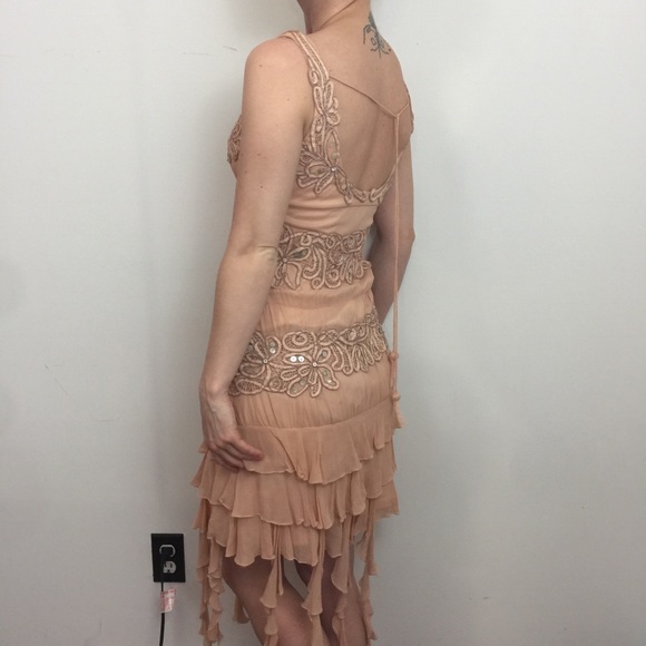 Sue Wong Pink Sequin Tassel Tiered Party Dress - Picture 2 of 8